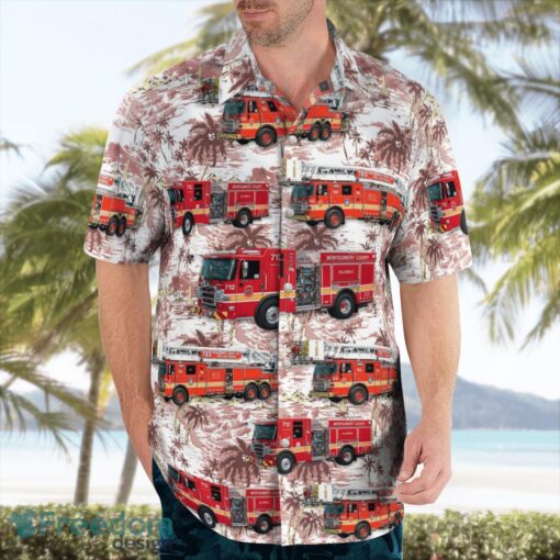 Maryland Montgomery County Fire and Rescue Service Tropical 3D Hawaiian Shirt Gift For Summer Product Photo 3