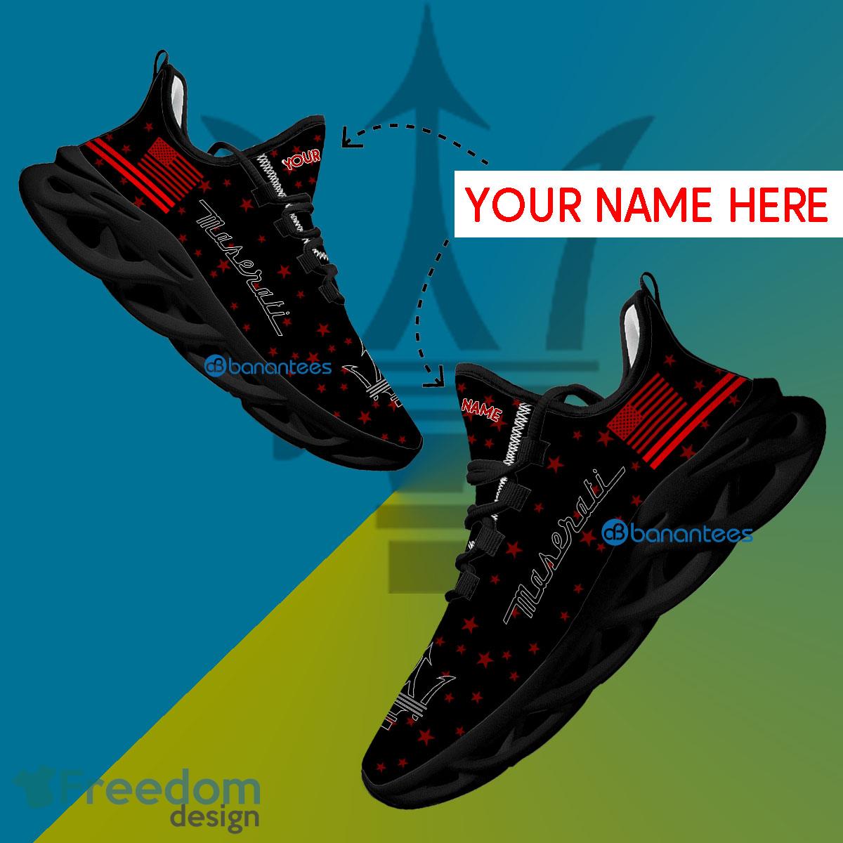 Maserati Car Racing Sport Sneaker Versatile Custom Name Gift Max Soul Shoes USA Flag Star New For Fans - Maserati Car Racing Running Shoes New Trending Personalized Photo 1