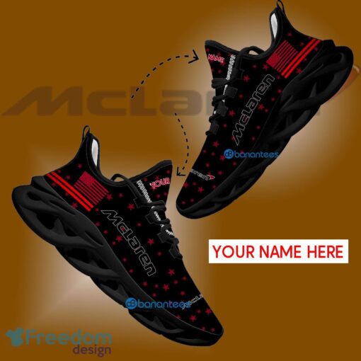 McLaren Car Racing Sport Sneaker Streetwear Custom Name Gift Max Soul Shoes USA Flag Star New For Fans - McLaren Car Racing Running Shoes New Trending Personalized Photo 1