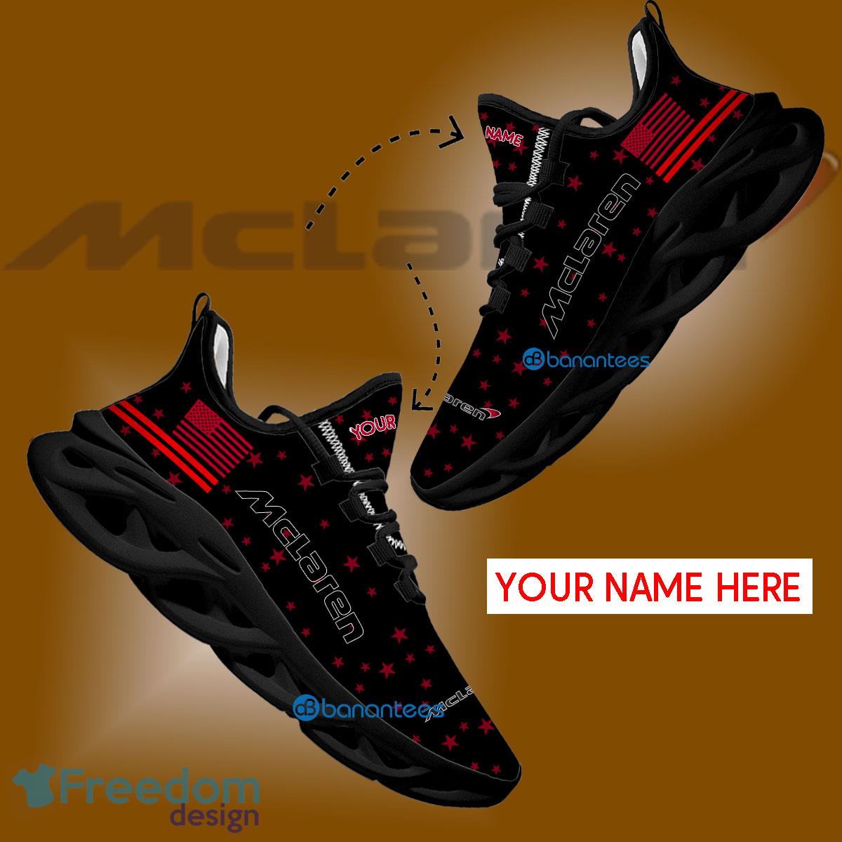 McLaren Car Racing Sport Sneaker Streetwear Custom Name Gift Max Soul Shoes USA Flag Star New For Fans - McLaren Car Racing Running Shoes New Trending Personalized Photo 1