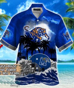 Memphis Tigers NCAA Hawaiian Shirt Coconut Tree Waves Beach Hawaii Shirt Custom Name For Fans Product Photo 2