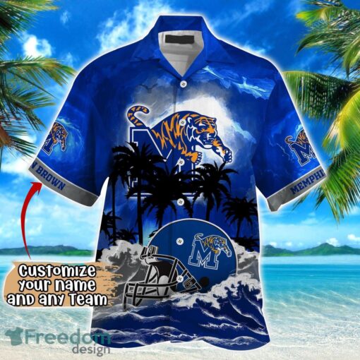 Memphis Tigers NCAA Hawaiian Shirt Coconut Tree Waves Beach Hawaii Shirt Custom Name For Fans Product Photo 2