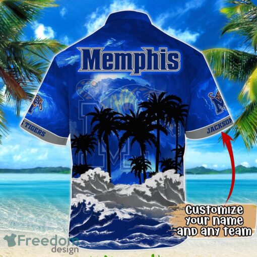 Memphis Tigers NCAA Hawaiian Shirt Coconut Tree Waves Beach Hawaii Shirt Custom Name For Fans Product Photo 3