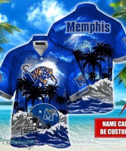 Memphis Tigers NCAA Hawaiian Shirt Coconut Tree Waves Beach Hawaii Shirt Custom Name For Fans