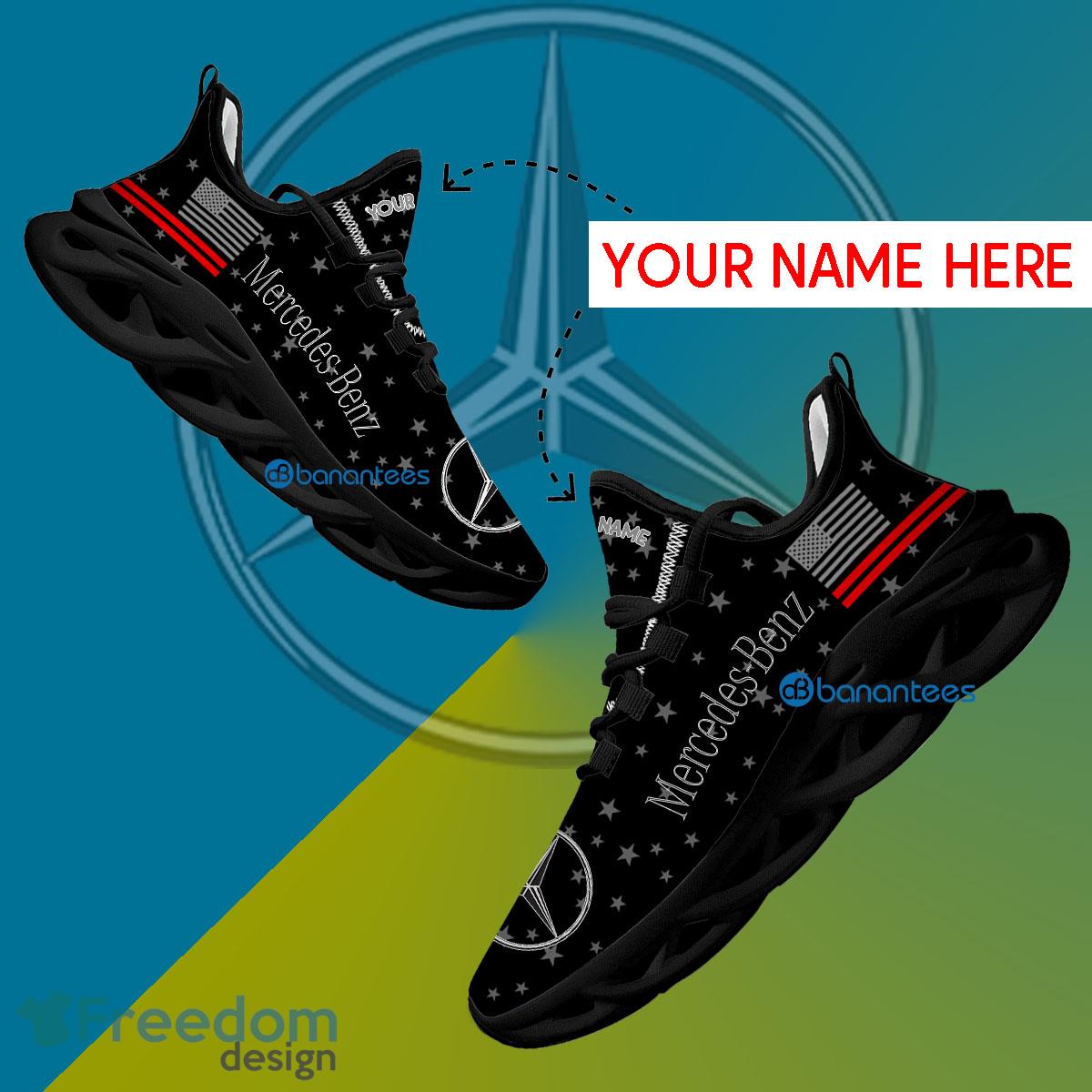 Mercedes Benz Car Racing Running Sneaker Footwear Custom Name Gift Max Soul Shoes USA Flag Star New For Fans - Mercedes Benz Car Racing Running Shoes New Trending Personalized Photo 1