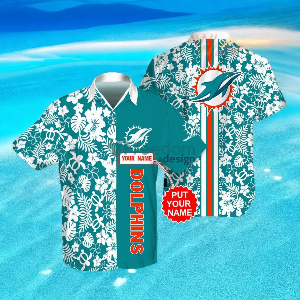 Miami Dolphins 3D Flower Hibiscus Hawaiian Shirt image Miami Dolphins 3D Flower Hibiscus Hawaiian Shirt Product Photo 1