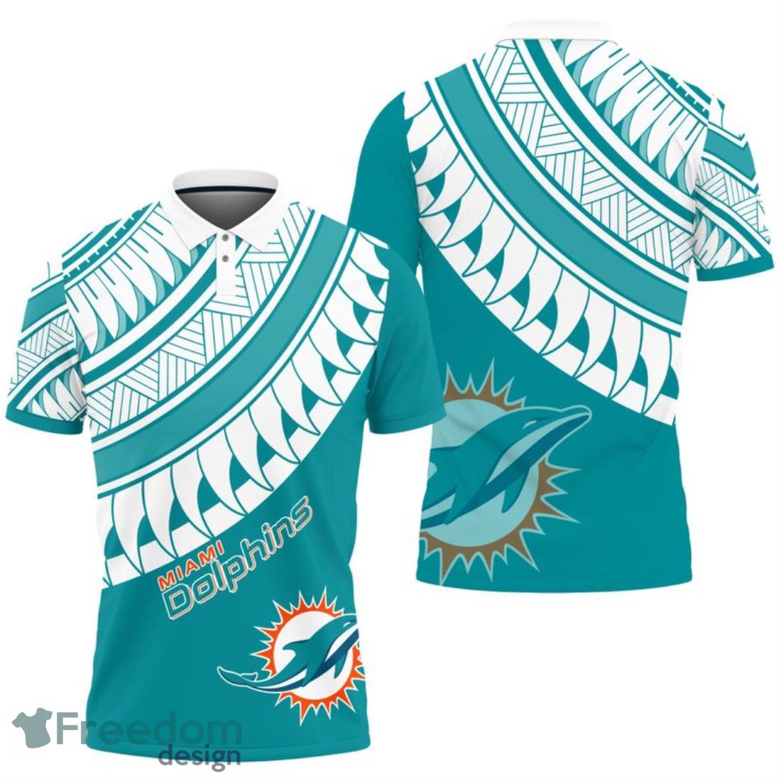 Miami Dolphins Polynesian Pattern Polo Shirt image Miami Dolphins Polynesian Pattern Polo Shirt Product Photo 1