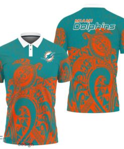 Miami Dolphins Turtle Polynesian Pattern Polo Shirt