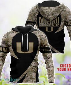 Miami Hurricanes AOP Hoodie T-Shirt Sweatshirt Camo Pattern Veteran Custom Name Gift For Father's day Product Photo 2