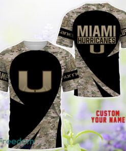 Miami Hurricanes AOP Hoodie T-Shirt Sweatshirt Camo Pattern Veteran Custom Name Gift For Father's day Product Photo 1