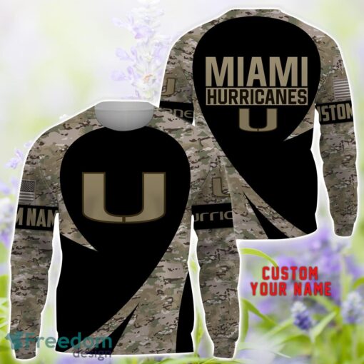 Miami Hurricanes AOP Hoodie T-Shirt Sweatshirt Camo Pattern Veteran Custom Name Gift For Father's day Product Photo 4