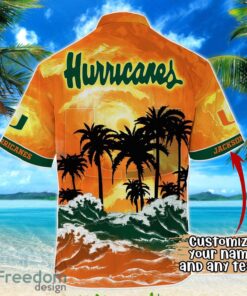 Miami Hurricanes NCAA Hawaiian Shirt Coconut Tree Waves Beach Hawaii Shirt Custom Name For Fans Product Photo 3