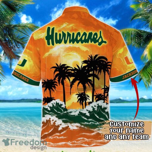 Miami Hurricanes NCAA Hawaiian Shirt Coconut Tree Waves Beach Hawaii Shirt Custom Name For Fans Product Photo 3