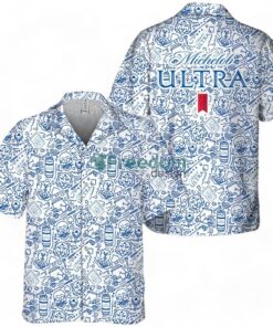 Michelob Ultra Summer Doodle Art Tropical Hawaiian Shirt