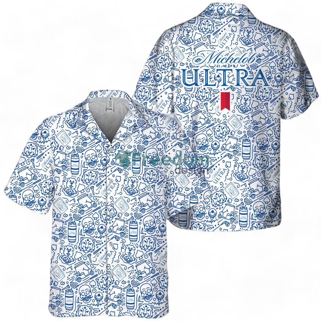 Michelob Ultra Summer Doodle Art Tropical Hawaiian Shirt image Michelob Ultra Summer Doodle Art Tropical Hawaiian Shirt Product Photo 1