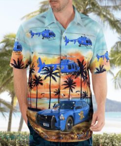 Michigan State Police Dodge Charger & Helicopter 3D Summer Aloha Hawaiian Shirt Product Photo 3