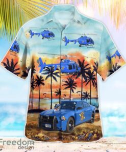 Michigan State Police Dodge Charger & Helicopter 3D Summer Aloha Hawaiian Shirt Product Photo 4