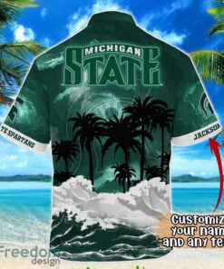 Michigan State Spartans NCAA Hawaiian Shirt Coconut Tree Waves Beach Hawaii Shirt Custom Name For Fans Product Photo 3