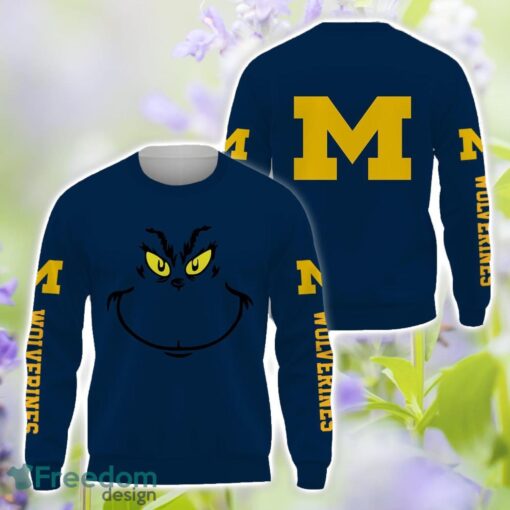 Michigan Wolverines Grinch Face All Over Printed 3D T-Shirt Sweatshirt Hoodie Product Photo 2