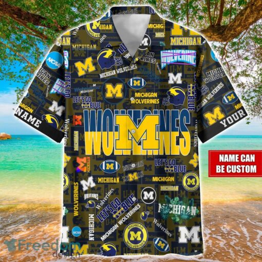 Michigan Wolverines Logo Hawaiian Shirt For Fans Trending Beach Shirt Custom Name Product Photo 1