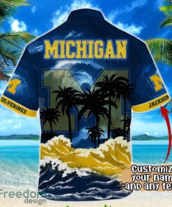 Michigan Wolverines NCAA Hawaiian Shirt Coconut Tree Waves Beach Hawaii Shirt Custom Name For Fans Product Photo 3