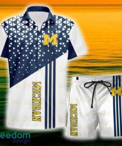 Michigan Wolverines Triangle Abstract Pattern Hawaii Shirt and Shorts Summer For Beach Fans Michigan Wolverines Triangle Abstract Pattern Hawaii Shirt and Shorts Summer For Beach Fans