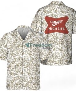 Miller High Life Summer Doodle Art Tropical Hawaiian Shirt Miller High Life Summer Doodle Art Tropical Hawaiian Shirt