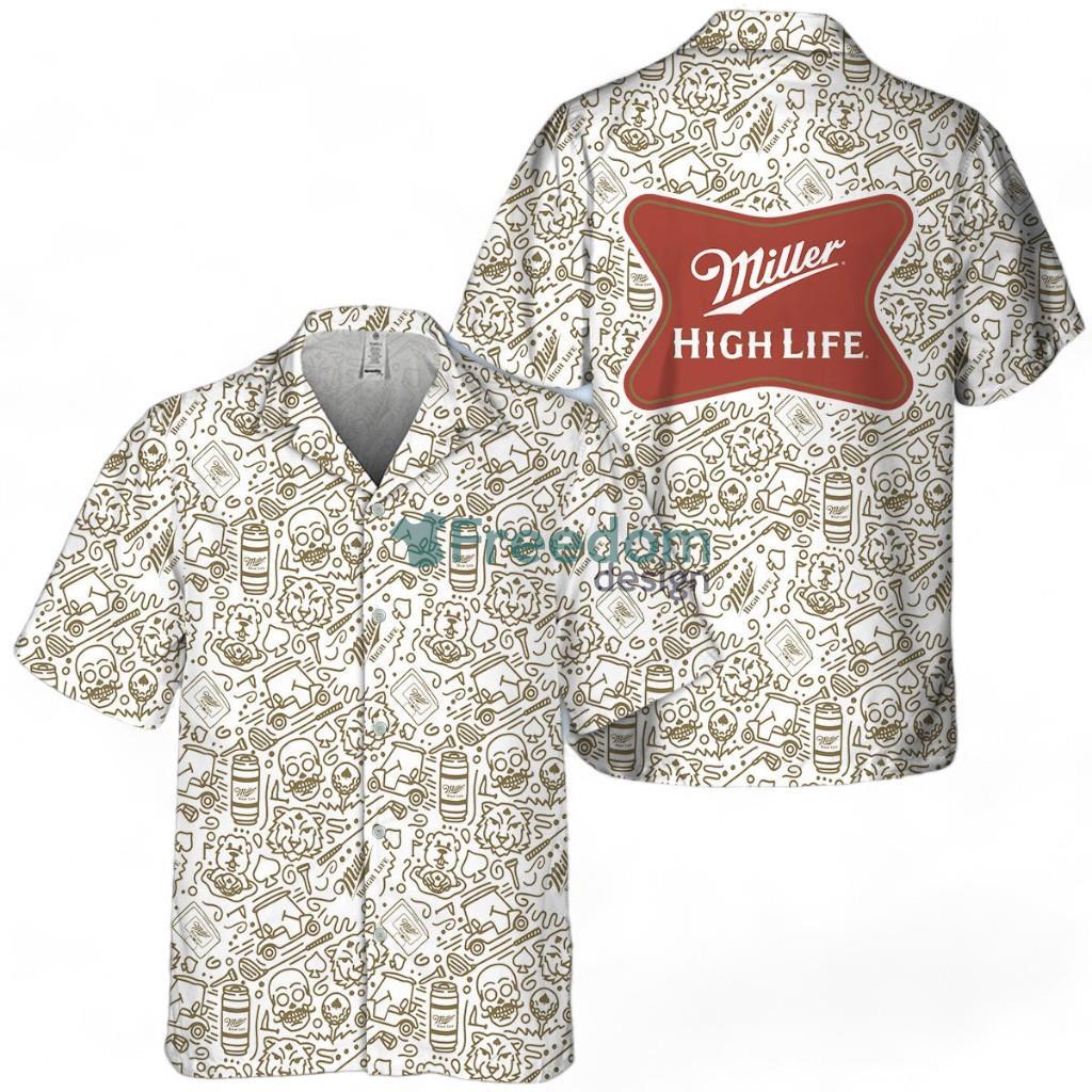 Miller High Life Summer Doodle Art Tropical Hawaiian Shirt image Miller High Life Summer Doodle Art Tropical Hawaiian Shirt Product Photo 1