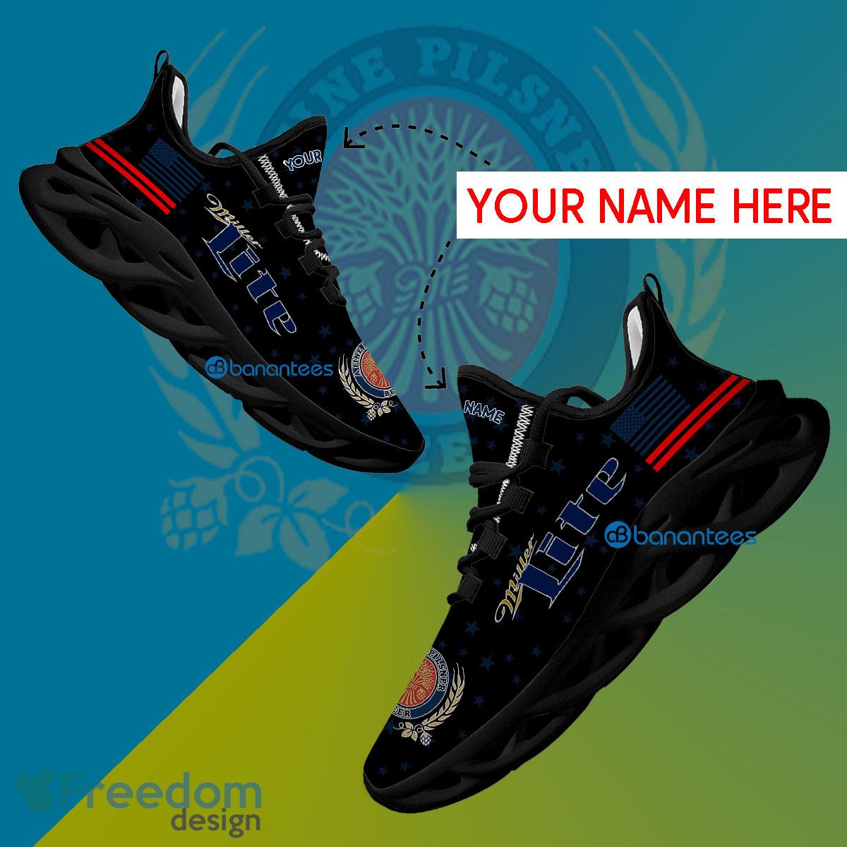 Miller Lite Sport Sneaker Design Custom Name Gift Max Soul Shoes USA Flag Star New For Fans - Miller Lite Running Shoes New Trending Personalized Photo 1