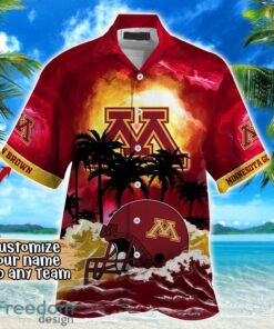 Minnesota Golden Gophers NCAA Hawaiian Shirt Coconut Tree Waves Beach Hawaii Shirt Custom Name For Fans Product Photo 2