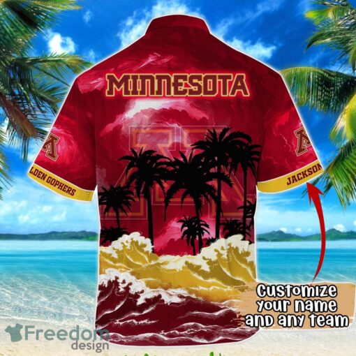 Minnesota Golden Gophers NCAA Hawaiian Shirt Coconut Tree Waves Beach Hawaii Shirt Custom Name For Fans Product Photo 3