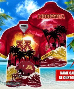 Minnesota Golden Gophers NCAA Hawaiian Shirt Coconut Tree Waves Beach Hawaii Shirt Custom Name For Fans