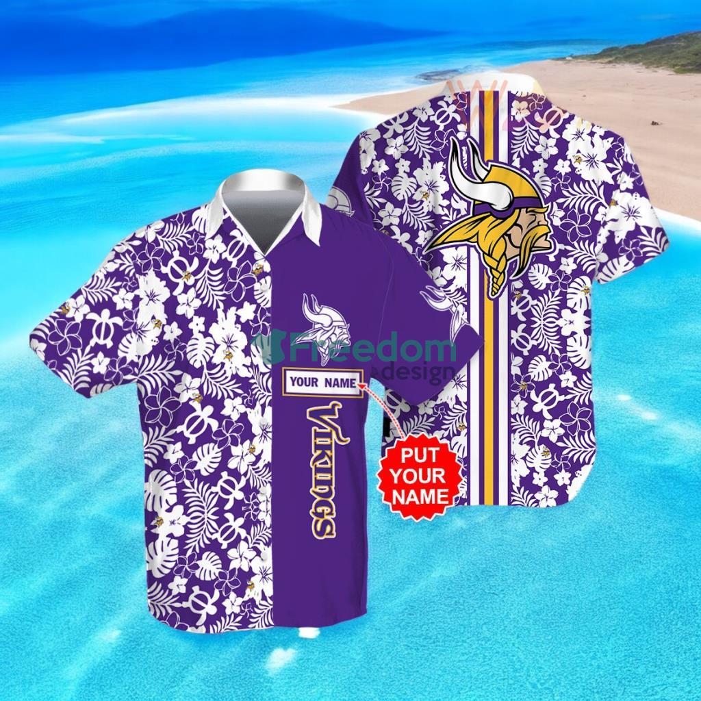 Minnesota Vikings 3D Flower Hibiscus Hawaiian Shirt image Minnesota Vikings 3D Flower Hibiscus Hawaiian Shirt Product Photo 1