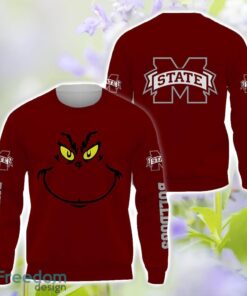 Mississippi State Bulldogs Grinch Face All Over Printed 3D T-Shirt Sweatshirt Hoodie Product Photo 2