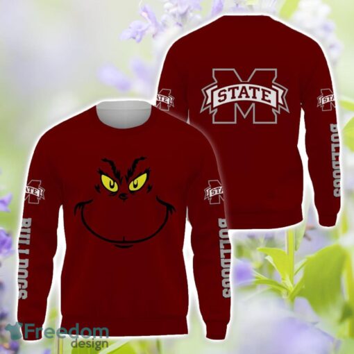 Mississippi State Bulldogs Grinch Face All Over Printed 3D T-Shirt Sweatshirt Hoodie Product Photo 2