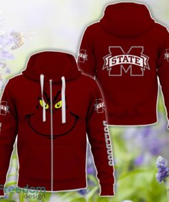 Mississippi State Bulldogs Grinch Face All Over Printed 3D T-Shirt Sweatshirt Hoodie Product Photo 4