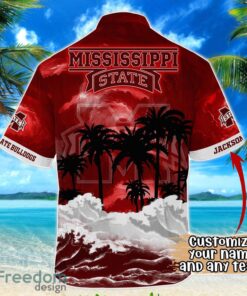 Mississippi State Bulldogs NCAA Hawaiian Shirt Coconut Tree Waves Beach Hawaii Shirt Custom Name For Fans Product Photo 3