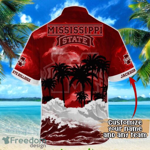 Mississippi State Bulldogs NCAA Hawaiian Shirt Coconut Tree Waves Beach Hawaii Shirt Custom Name For Fans Product Photo 3