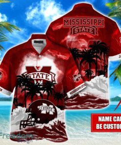 Mississippi State Bulldogs NCAA Hawaiian Shirt Coconut Tree Waves Beach Hawaii Shirt Custom Name For Fans