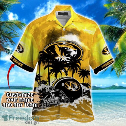 Missouri Tigers NCAA Hawaiian Shirt Coconut Tree Waves Beach Hawaii Shirt Custom Name For Fans Product Photo 2