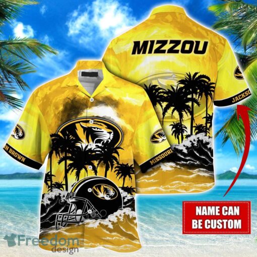 Missouri Tigers NCAA Hawaiian Shirt Coconut Tree Waves Beach Hawaii Shirt Custom Name For Fans Product Photo 1