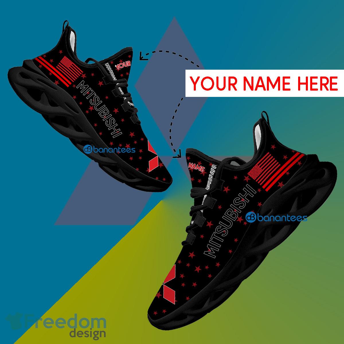 Mitsubishi Car Racing Sport Sneaker Symbolize Custom Name Gift Max Soul Shoes USA Flag Star New For Fans - Mitsubishi Car Racing Running Shoes New Trending Personalized Photo 1