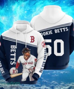 MLB Boston Red Sox Logo Design 50 Betts Blue White Hoodie Full Print Hoodie Product Photo 1