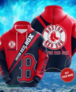 MLB Boston Red Sox Logo Design Red Black Hoodie Full Print Hoodie Custom Name