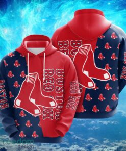 MLB Boston Red Sox Logo Design Red Blue Hoodie Full Print Hoodie Product Photo 1