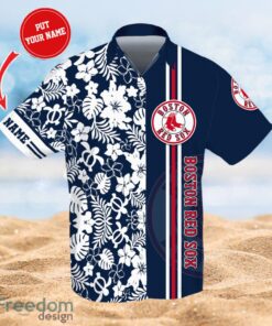 MLB Boston Red Sox Polo Logo Design Flower Tropical Gifts For Fans Custom Name Shirt Hawaiian Shirt Product Photo 1