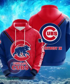 MLB Chicago Cubs Big Logo Design Every Body In Blue Red Hoodie Full Print Hoodie Product Photo 1