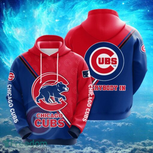 MLB Chicago Cubs Big Logo Design Every Body In Blue Red Hoodie Full Print Hoodie Product Photo 1