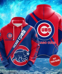 MLB Chicago Cubs Logo Design Blue Red Hoodie Full Print Hoodie Custom Name