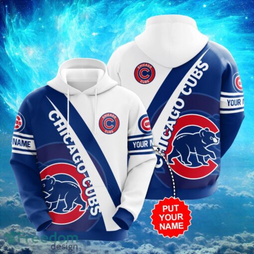 MLB Chicago Cubs Logo Design Blue White Hoodie Full Print Hoodie Custom Name Product Photo 1